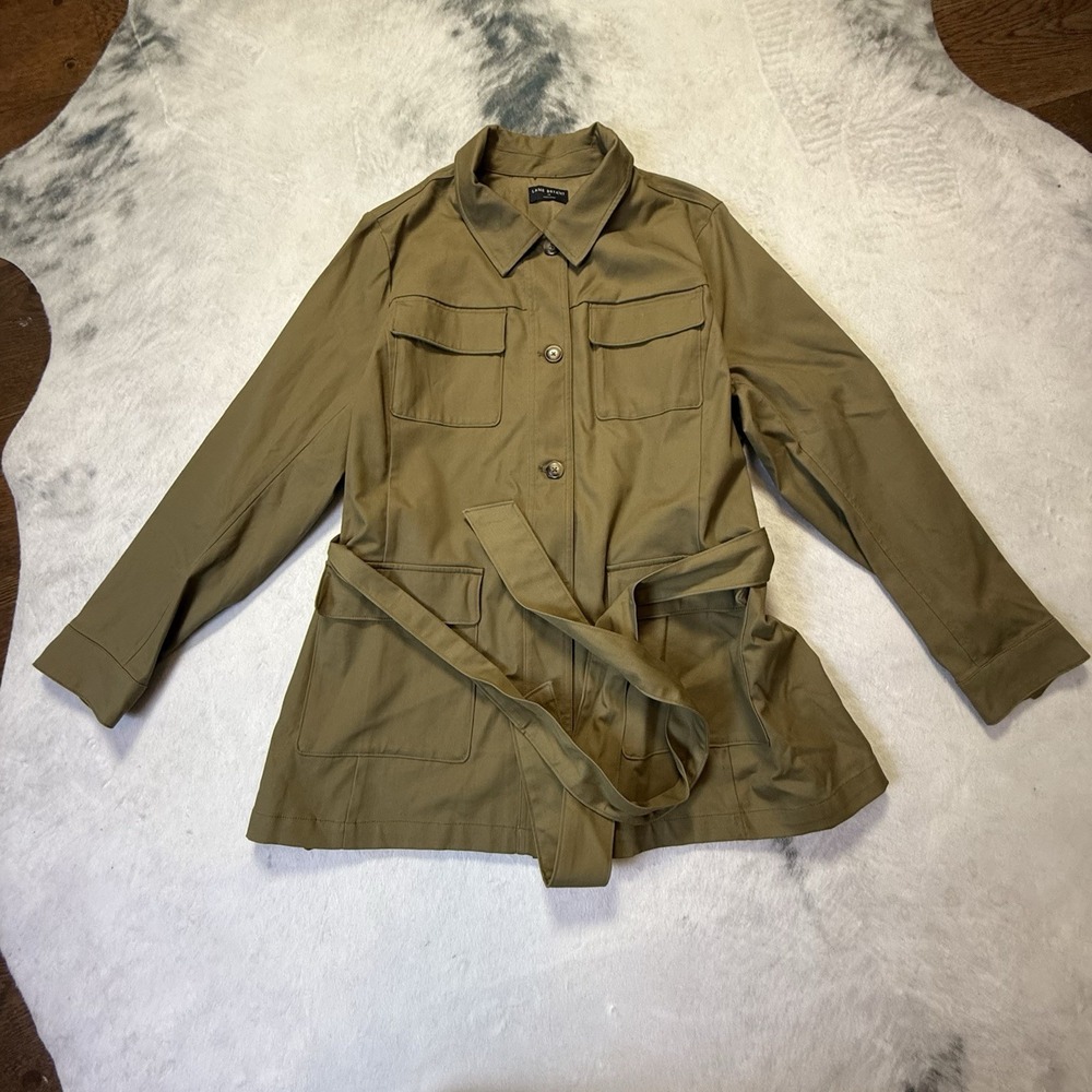 Lane Bryant Jacket Womens‎ Size 18 Green Safari Style Top Shacket Pockets